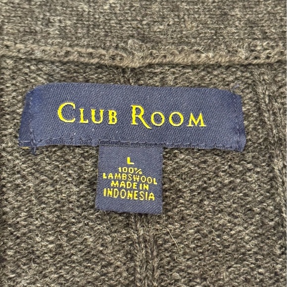 Club Room Men’s 100% Lambswool V-neck Charcoal Gray Button Cardigan Size Large - Picture 6 of 9